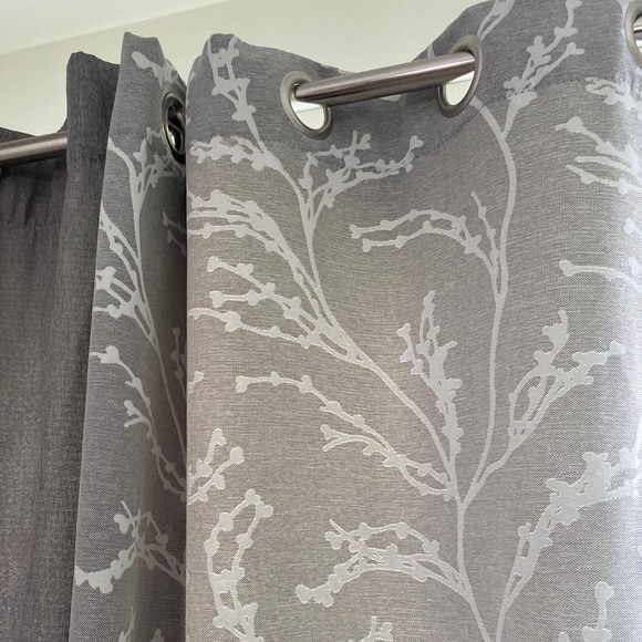 Grommet Curtain Panels (Qty.2) (Light gray/White Tree Branches) - Picture 2 of 9